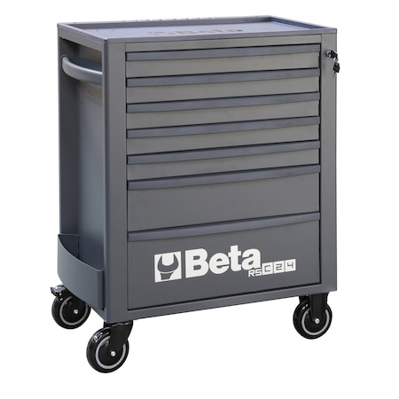Beta Rolling Tool Cabinet, 7 Drawer, Gray, Steel, 29 in W x 17-1/2 in D x 38 in H 024004677